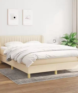 Crèmekleurig Boxspringbed 140x200 cm met Matras – Stijlvol en Comfortabel