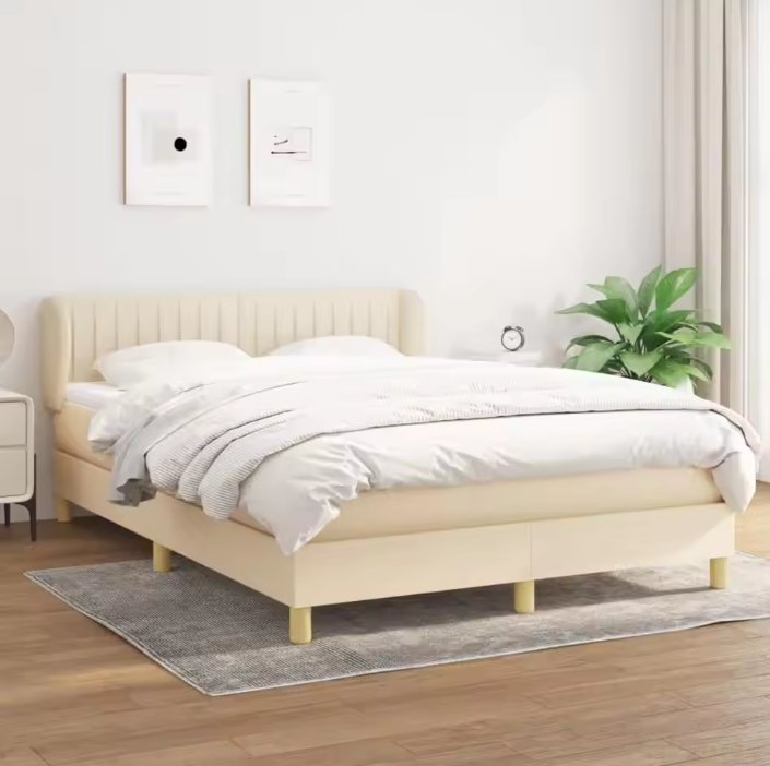 Crèmekleurig Boxspringbed 140x200 cm met Matras – Stijlvol en Comfortabel