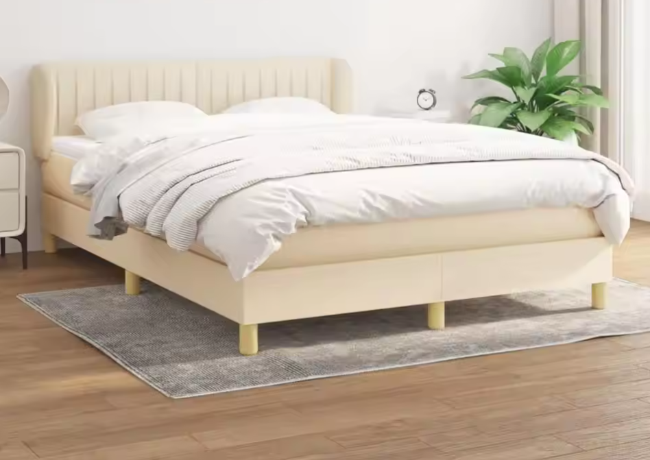 Crèmekleurig Boxspringbed 140x200 cm met Matras – Stijlvol en Comfortabel