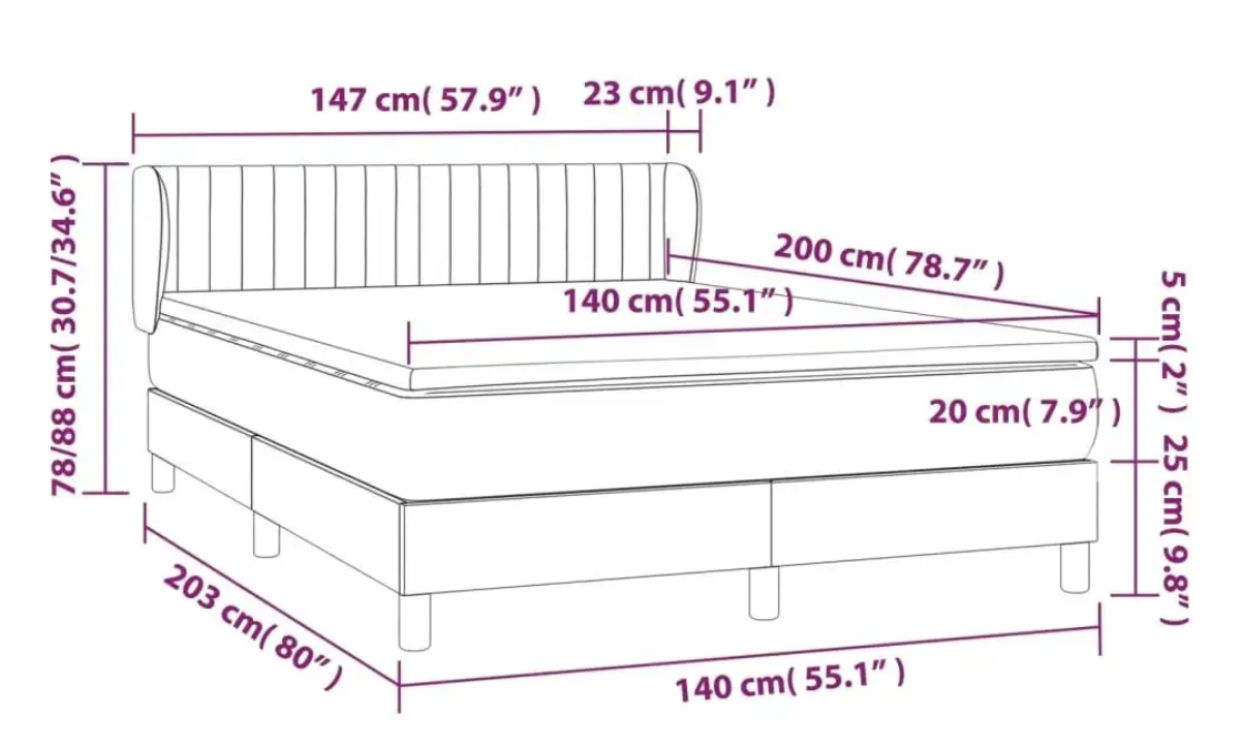 Crèmekleurig Boxspringbed 140x200 cm met Matras – Stijlvol en Comfortabel