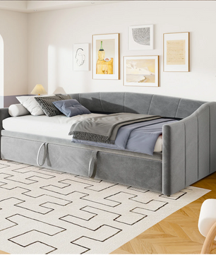 2-in-1 Sofa Bed – Uittrekbaar Bed, Velvet Stoffering, 90x200 cm