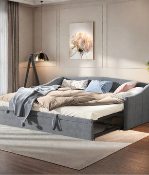 2-in-1 Sofa Bed – Uittrekbaar Bed, Velvet Stoffering, 90x200 cm