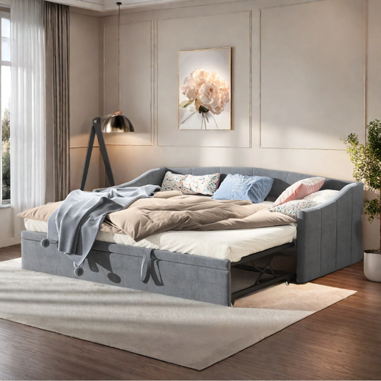 2-in-1 Sofa Bed – Uittrekbaar Bed, Velvet Stoffering, 90x200 cm