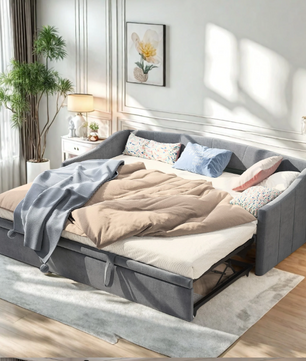 2-in-1 Sofa Bed – Uittrekbaar Bed, Velvet Stoffering, 90x200 cm