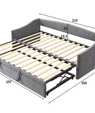 2-in-1 Sofa Bed – Uittrekbaar Bed, Velvet Stoffering, 90x200 cm