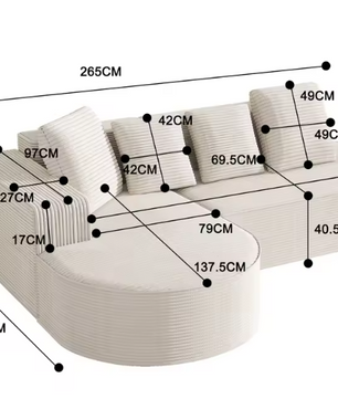 Modern Cloud L-Shaped Corner Sofa met Lounge Functie – 241 cm