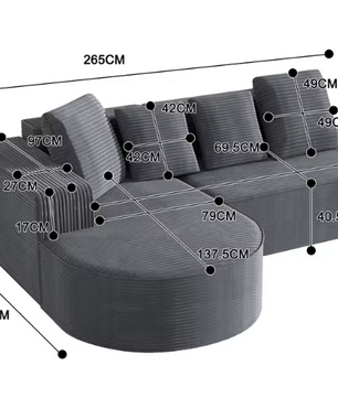 Modern Cloud L-Shaped Corner Sofa met Lounge Functie – 241 cm