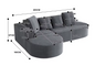 Modern Cloud L-Shaped Corner Sofa met Lounge Functie – 241 cm