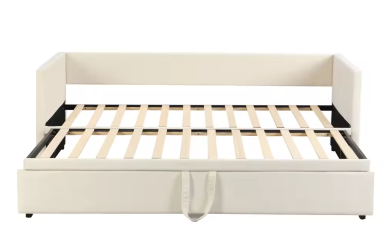 Pull-out Sofa Bed met Slatted Frame – 90/180 x 200 cm, Beige Velvet