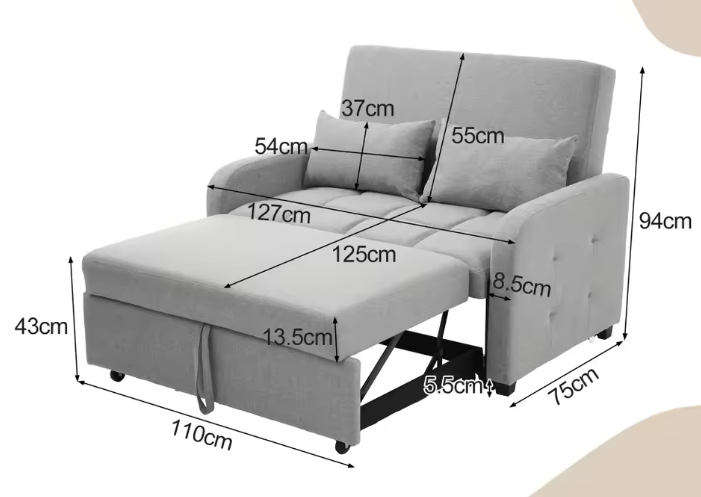 Multifunctionele Opvouwbare Sofa Bed – Verstelbare Rugleuning