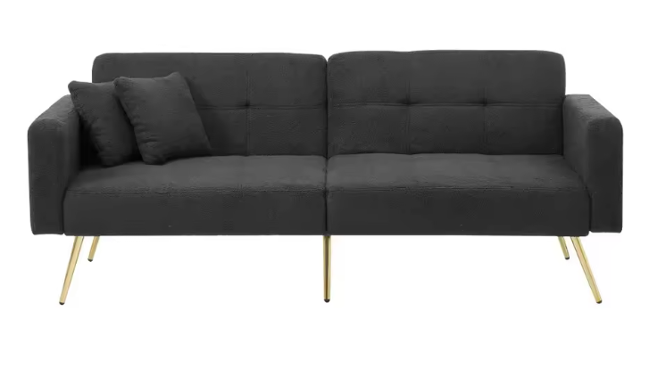 Verstelbare Multifunctionele Sofa Bed met Gouden Poten – Met Opbergvakken en Kussens