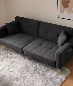 Verstelbare Multifunctionele Sofa Bed met Gouden Poten – Met Opbergvakken en Kussens