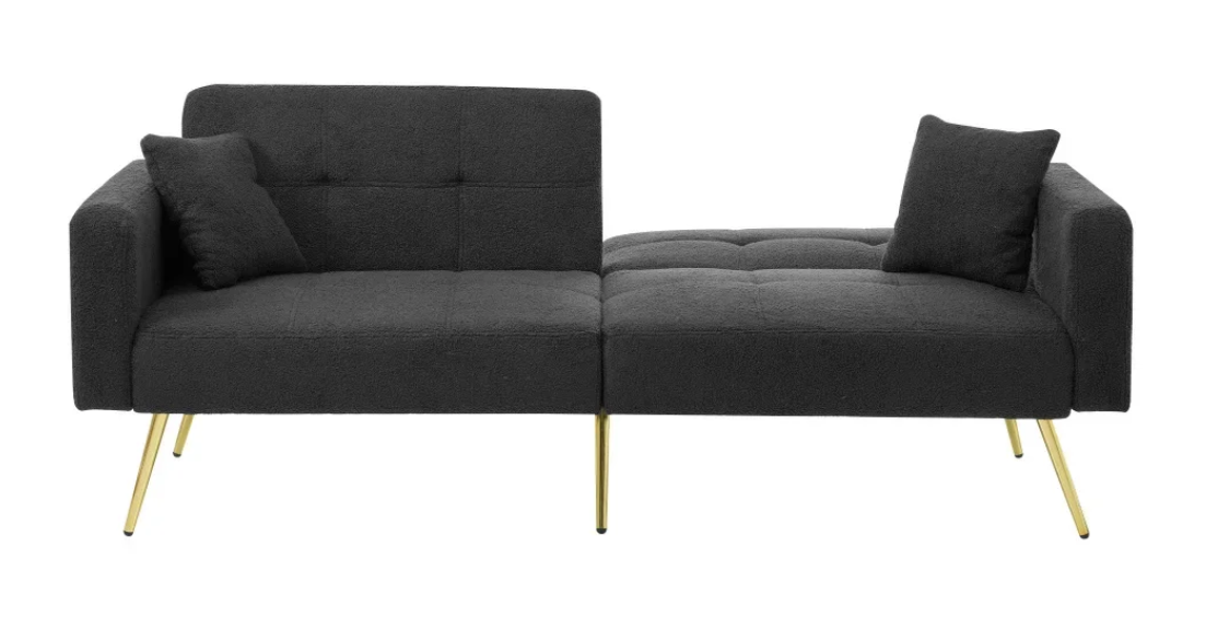 Verstelbare Multifunctionele Sofa Bed met Gouden Poten – Met Opbergvakken en Kussens