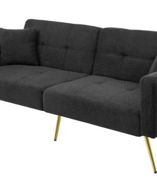 Verstelbare Multifunctionele Sofa Bed met Gouden Poten – Met Opbergvakken en Kussens