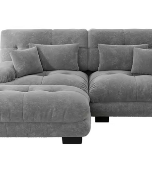 Cloud Corner Sofa – Chenille Double Sofa met Kussens en Ottoman