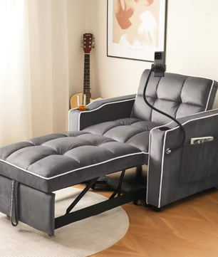 3-in-1 Extractable Single Sofa Bed – Met Drink- en Telefoonhouders
