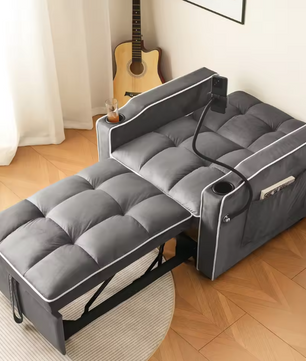 3-in-1 Extractable Single Sofa Bed – Met Drink- en Telefoonhouders