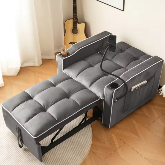 3-in-1 Extractable Single Sofa Bed – Met Drink- en Telefoonhouders