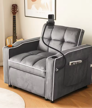 3-in-1 Extractable Single Sofa Bed – Met Drink- en Telefoonhouders