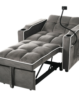 3-in-1 Extractable Single Sofa Bed – Met Drink- en Telefoonhouders