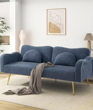 Modern 2-in-1 Sofa Bed – Verstelbare Rugleuning met Gouden Poten en Bedfunctie