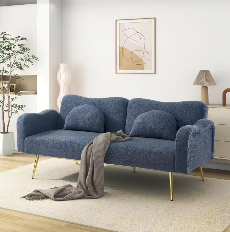 Modern 2-in-1 Sofa Bed – Verstelbare Rugleuning met Gouden Poten en Bedfunctie