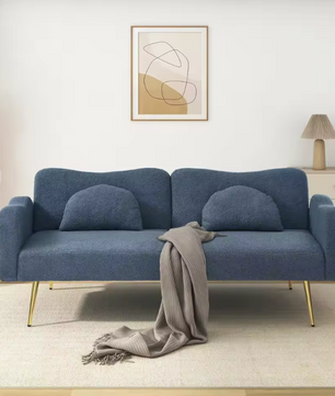 Modern 2-in-1 Sofa Bed – Verstelbare Rugleuning met Gouden Poten en Bedfunctie