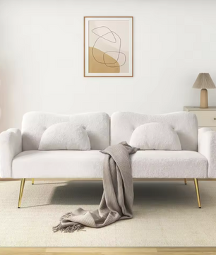 Modern 2-in-1 Sofa Bed – Verstelbare Rugleuning met Gouden Poten en Bedfunctie