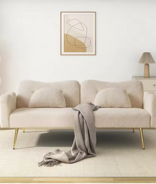 Modern 2-in-1 Sofa Bed – Verstelbare Rugleuning met Gouden Poten en Bedfunctie