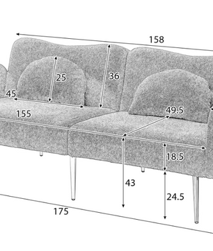 Modern 2-in-1 Sofa Bed – Verstelbare Rugleuning met Gouden Poten en Bedfunctie