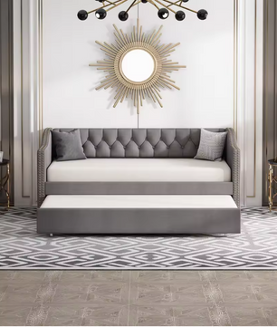 Anajqaqia 90×200 cm Sofa Bed – Vouwbare 2-Zits Bank met Uittrekbaar Bed en Lattenbodem