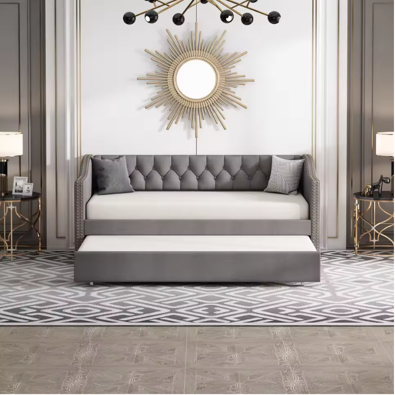Anajqaqia 90×200 cm Sofa Bed – Vouwbare 2-Zits Bank met Uittrekbaar Bed en Lattenbodem