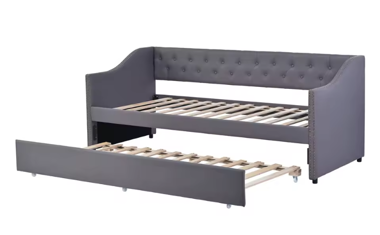 Anajqaqia 90×200 cm Sofa Bed – Vouwbare 2-Zits Bank met Uittrekbaar Bed en Lattenbodem