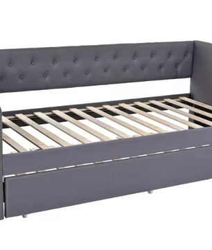 Anajqaqia 90×200 cm Sofa Bed – Vouwbare 2-Zits Bank met Uittrekbaar Bed en Lattenbodem