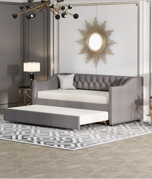 Anajqaqia 90×200 cm Sofa Bed – Vouwbare 2-Zits Bank met Uittrekbaar Bed en Lattenbodem