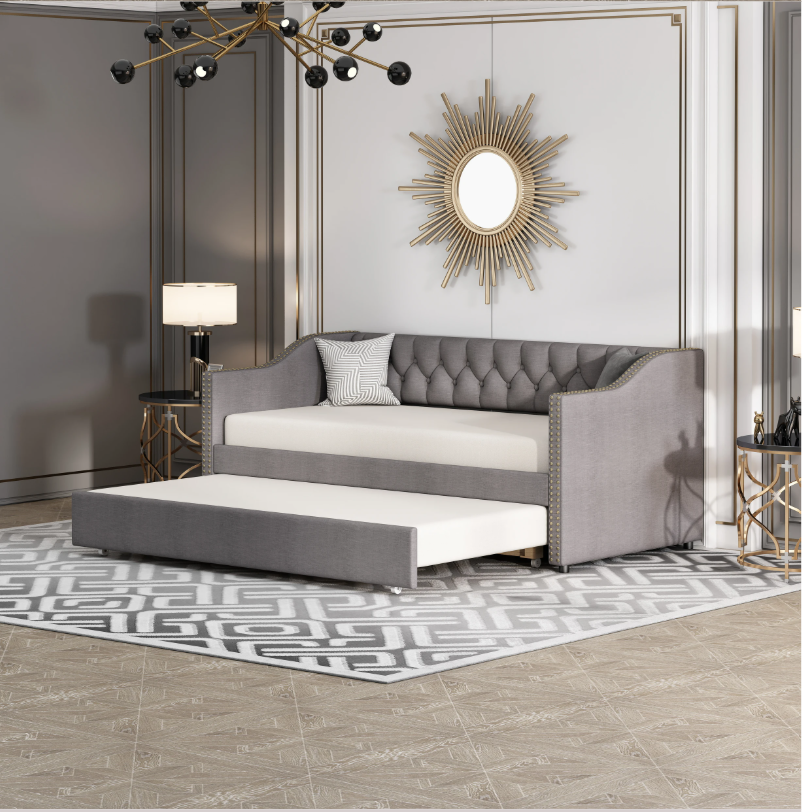 Anajqaqia 90×200 cm Sofa Bed – Vouwbare 2-Zits Bank met Uittrekbaar Bed en Lattenbodem