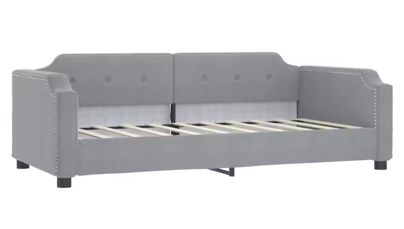 Cozy Light Grey Fabric Daybed 90x190 cm – Versatile Sofa Bed for Living Room en Bedroom