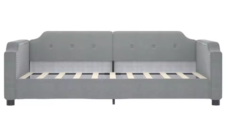 Cozy Light Grey Fabric Daybed 90x190 cm – Versatile Sofa Bed for Living Room en Bedroom