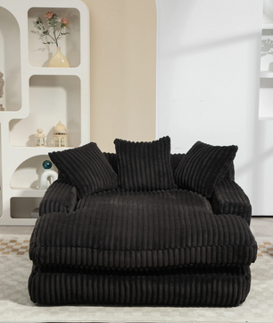 Modern Corduroy Sofa Bed Cloud Couch – Comfortable Single Seat Floor Sofa with 3 Soft Pillows