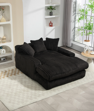 Modern Corduroy Sofa Bed Cloud Couch – Comfortable Single Seat Floor Sofa with 3 Soft Pillows