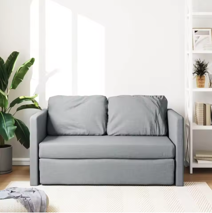 Light Gray Sofa Bed 112x174x55 cm – Modern Convertible Sleeper Couch for Living Room