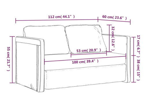Light Gray Sofa Bed 112x174x55 cm – Modern Convertible Sleeper Couch for Living Room