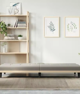Taupe Stoffen Sofa Bed met Bekerhouders – Verstelbare Slaapbank voor Woonkamer en Logeerkamer