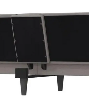 Taupe Stoffen Sofa Bed met Bekerhouders – Verstelbare Slaapbank voor Woonkamer en Logeerkamer