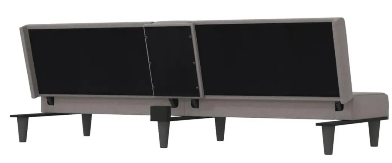 Taupe Stoffen Sofa Bed met Bekerhouders – Verstelbare Slaapbank voor Woonkamer en Logeerkamer