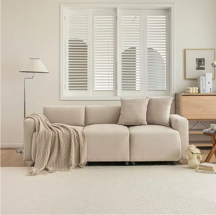 Moderne 3-Zits Sofa met Kussens – Comfortabele Chenille Bank voor Woonkamer