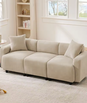 Moderne 3-Zits Sofa met Kussens – Comfortabele Chenille Bank voor Woonkamer