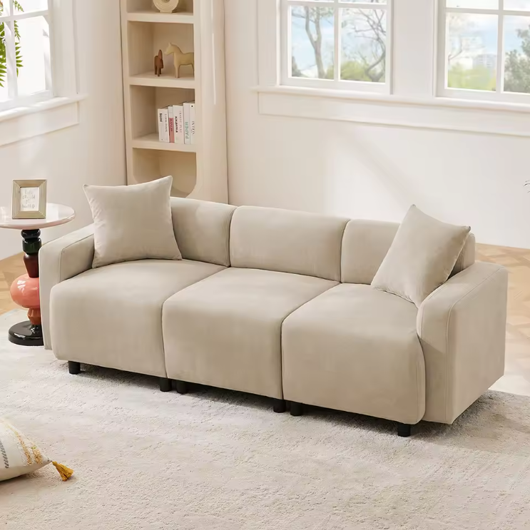 Moderne 3-Zits Sofa met Kussens – Comfortabele Chenille Bank voor Woonkamer