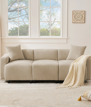 Moderne 3-Zits Sofa met Kussens – Comfortabele Chenille Bank voor Woonkamer