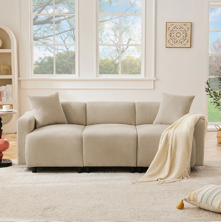 Moderne 3-Zits Sofa met Kussens – Comfortabele Chenille Bank voor Woonkamer